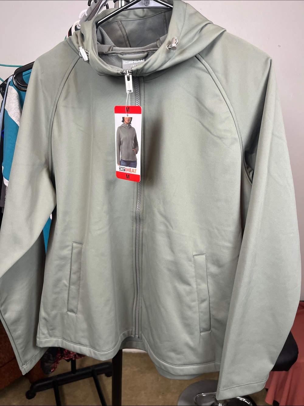 32 Degrees Sage Green Full-Zip Hooded Jacket